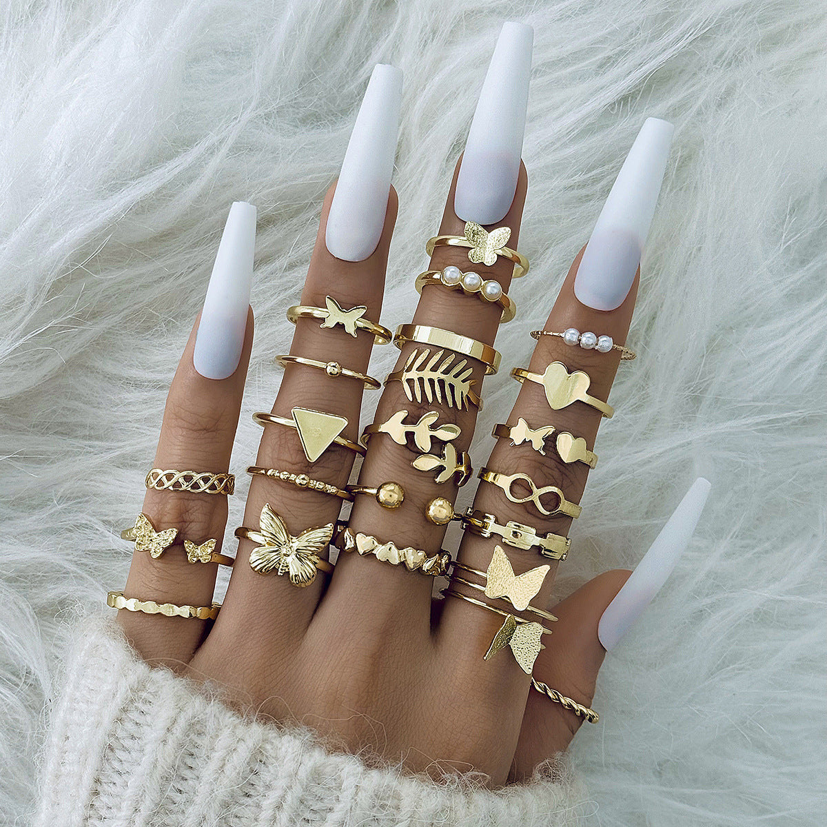 Wholesale Open Multi-Jointed Butterfly Ring Set